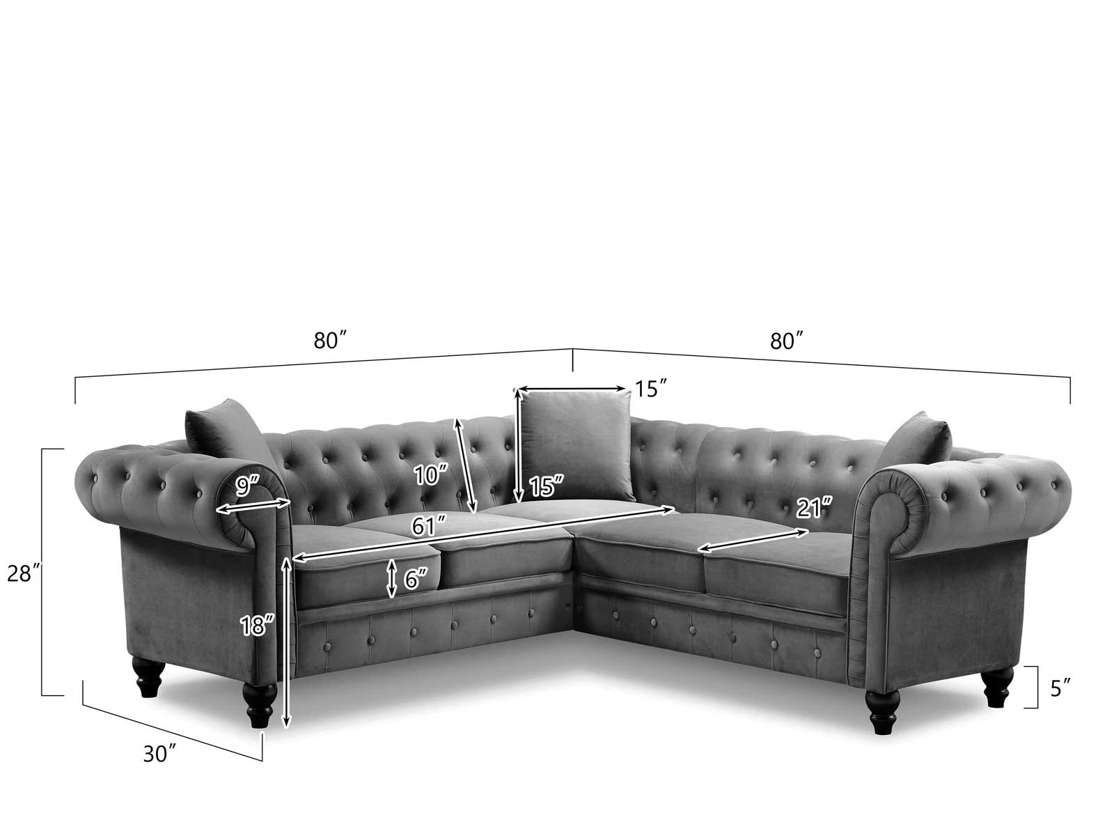 Duraster Chesterfield Vintage Sectional Sofa #61 - Image 6