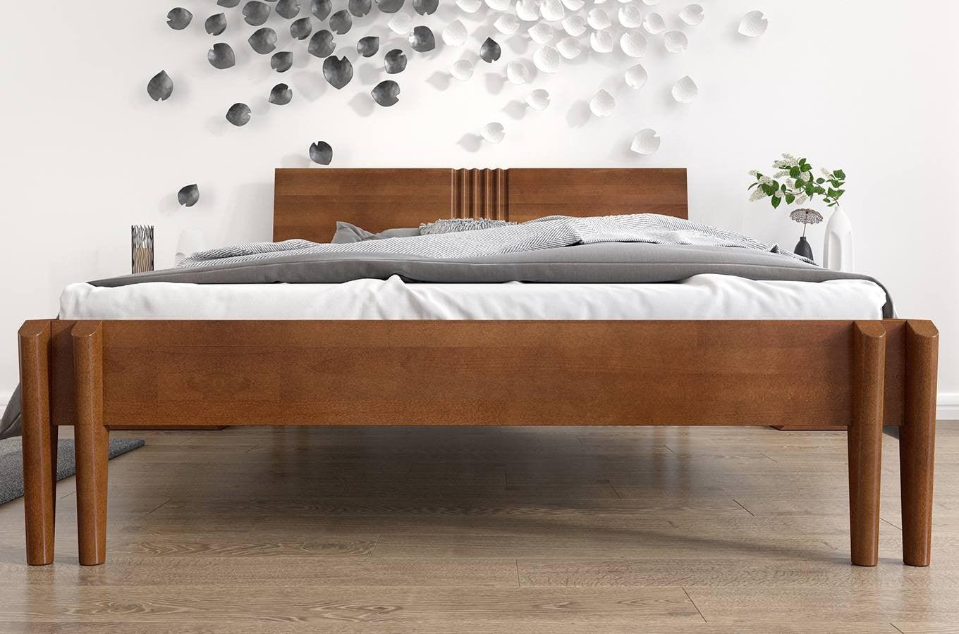 Preyas Mango wood Teak Finish Wooden Bed #1 - Duraster
