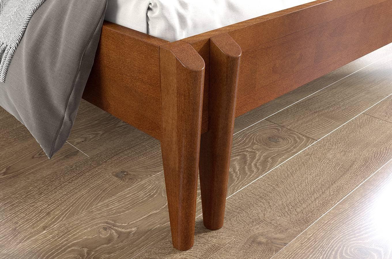 Preyas Mango wood Teak Finish Wooden Bed #1 - Duraster