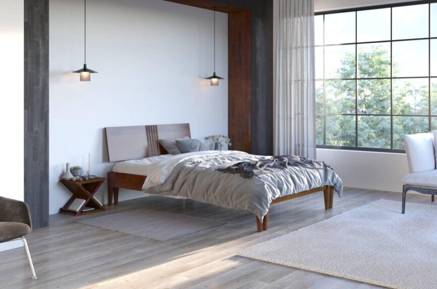 Preyas Mango wood Teak Finish Wooden Bed #15 - Duraster