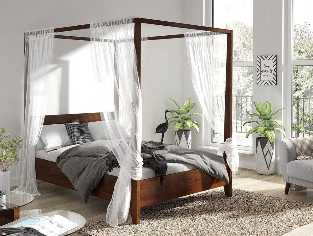 Preyas Mango wood Teak Finish Wooden Bed #17 - Duraster