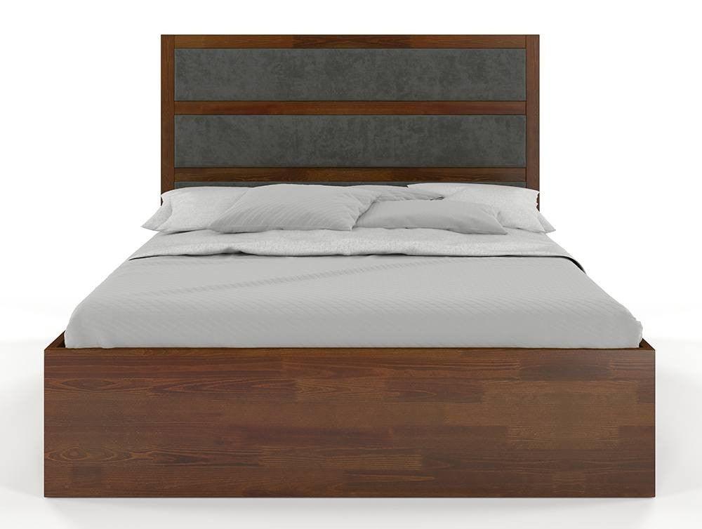 Preyas Mango wood Teak Finish Upholstred Storage Wooden Bed #22 - Duraster