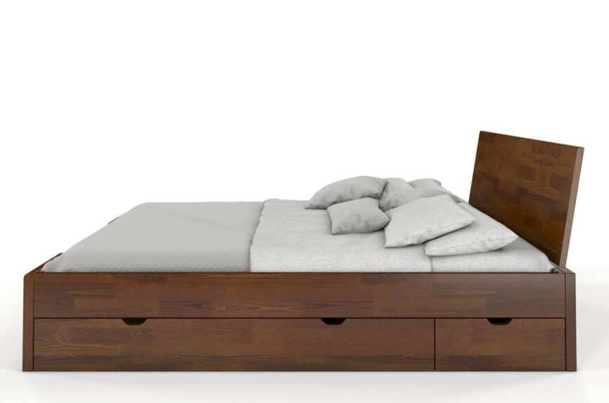 Preyas Mango wood Teak Finish Storage Wooden Bed #7 - Duraster