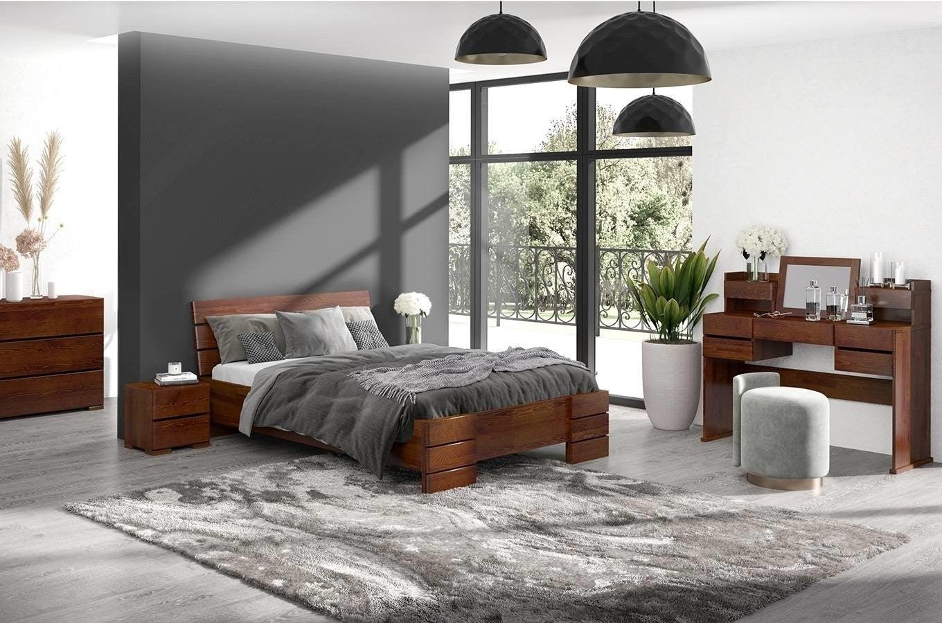 Preyas Mango wood Teak Finish Wooden Bed #8 - Duraster