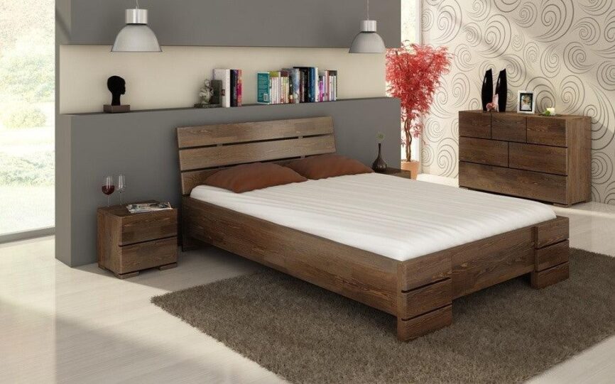 Preyas Mango wood Teak Finish Wooden Bed #8 - Duraster