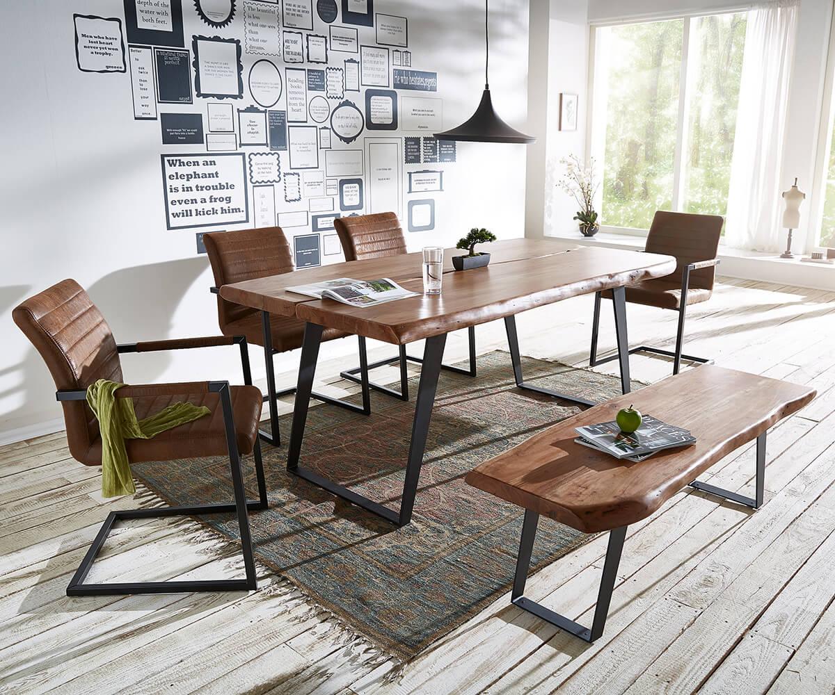 Elementary Modern Live Edge Acacia Dining Table Set - Duraster