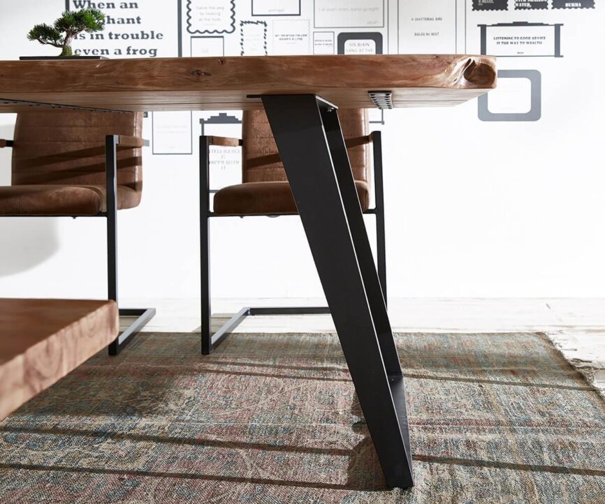 Elementary Modern Live Edge Acacia Dining Table Set - Duraster