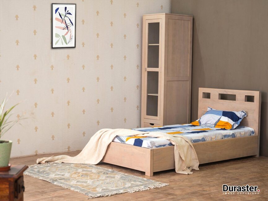 Novo Modern Sheesham Wood Single Bed  With Storage #2 (36" x 72") - Duraster