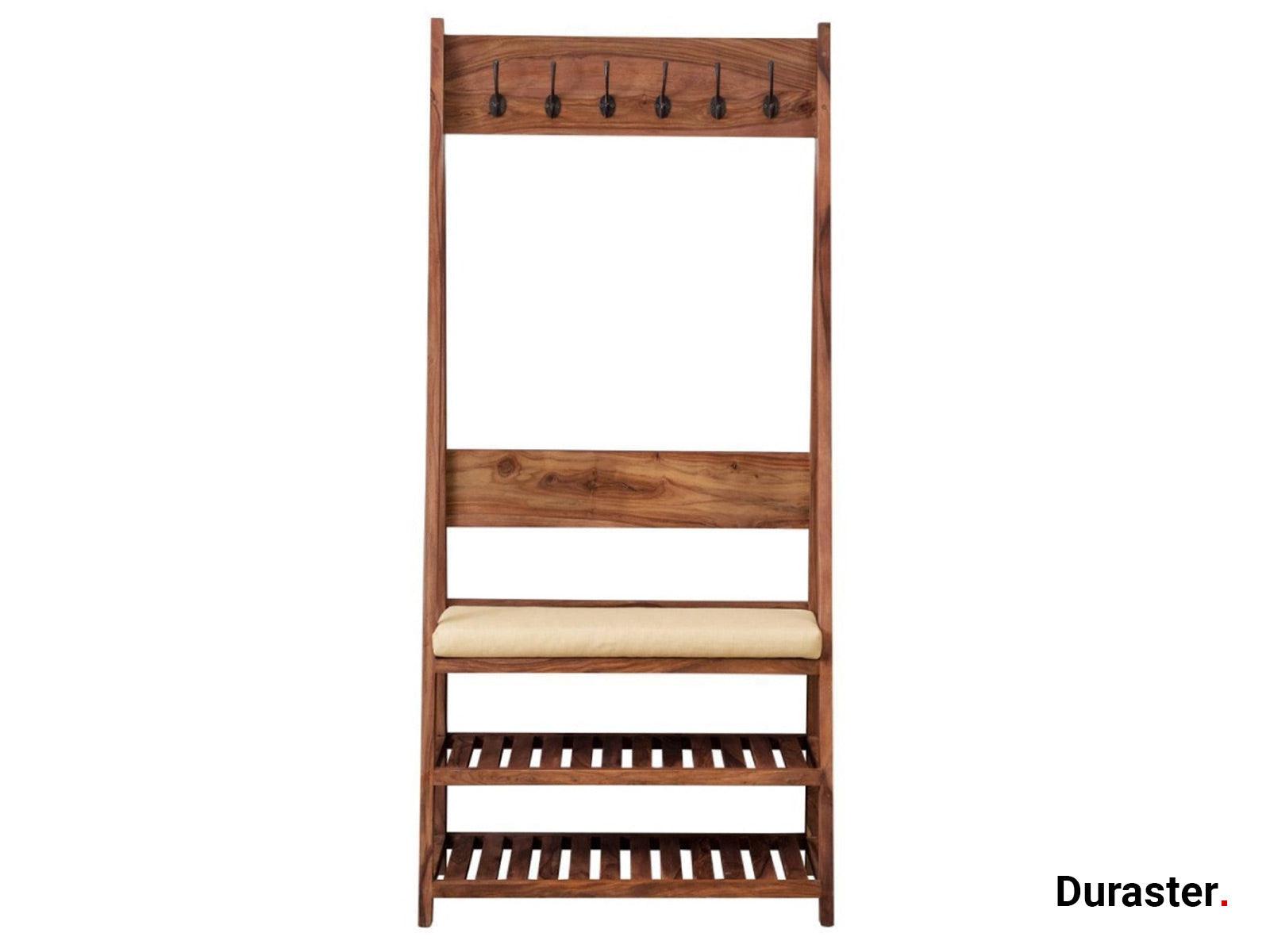 Mehran Contemporary Sheesham Wood Coat Hanger / Shoe Stand #3 - Duraster