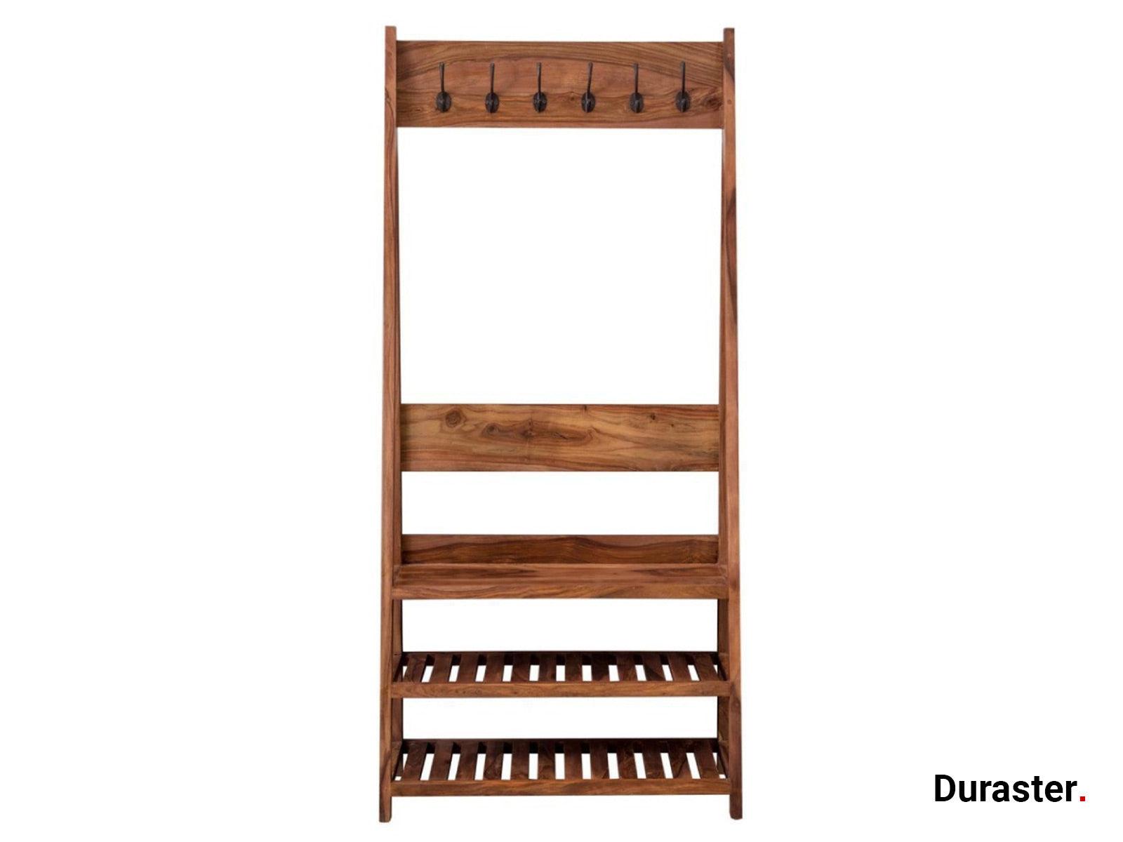 Mehran Contemporary Sheesham Wood Coat Hanger / Shoe Stand #3 - Duraster