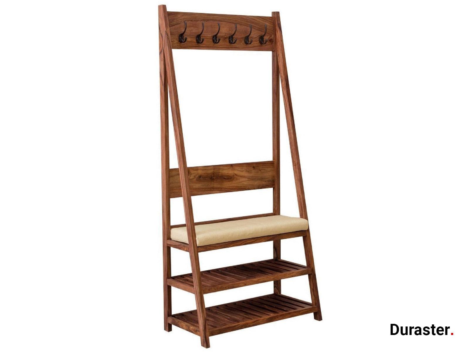 Mehran Contemporary Sheesham Wood Coat Hanger / Shoe Stand #3 - Duraster