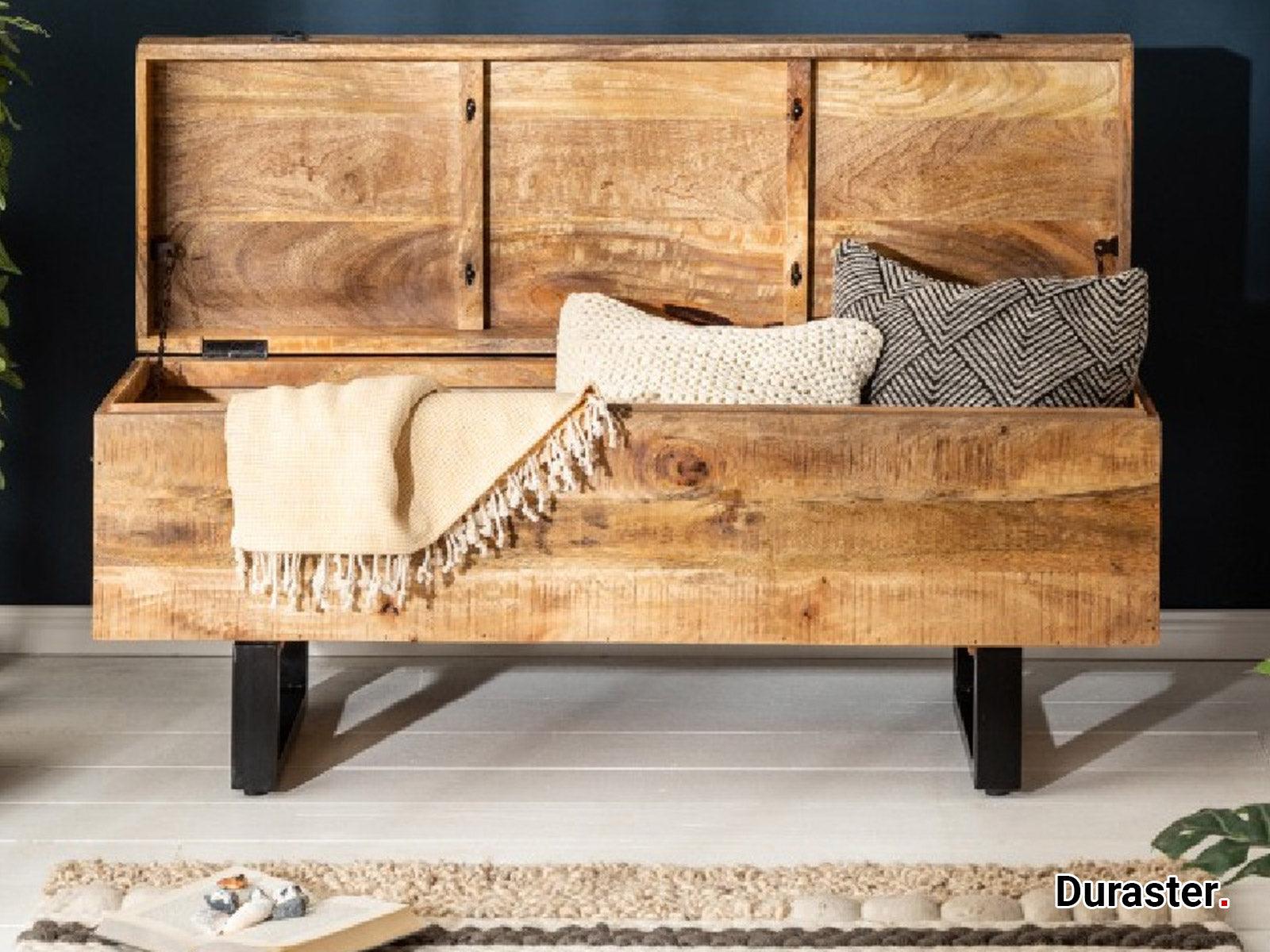Verge Solid Mango wood Storage Coffee table with Iron Frame #2 - Duraster