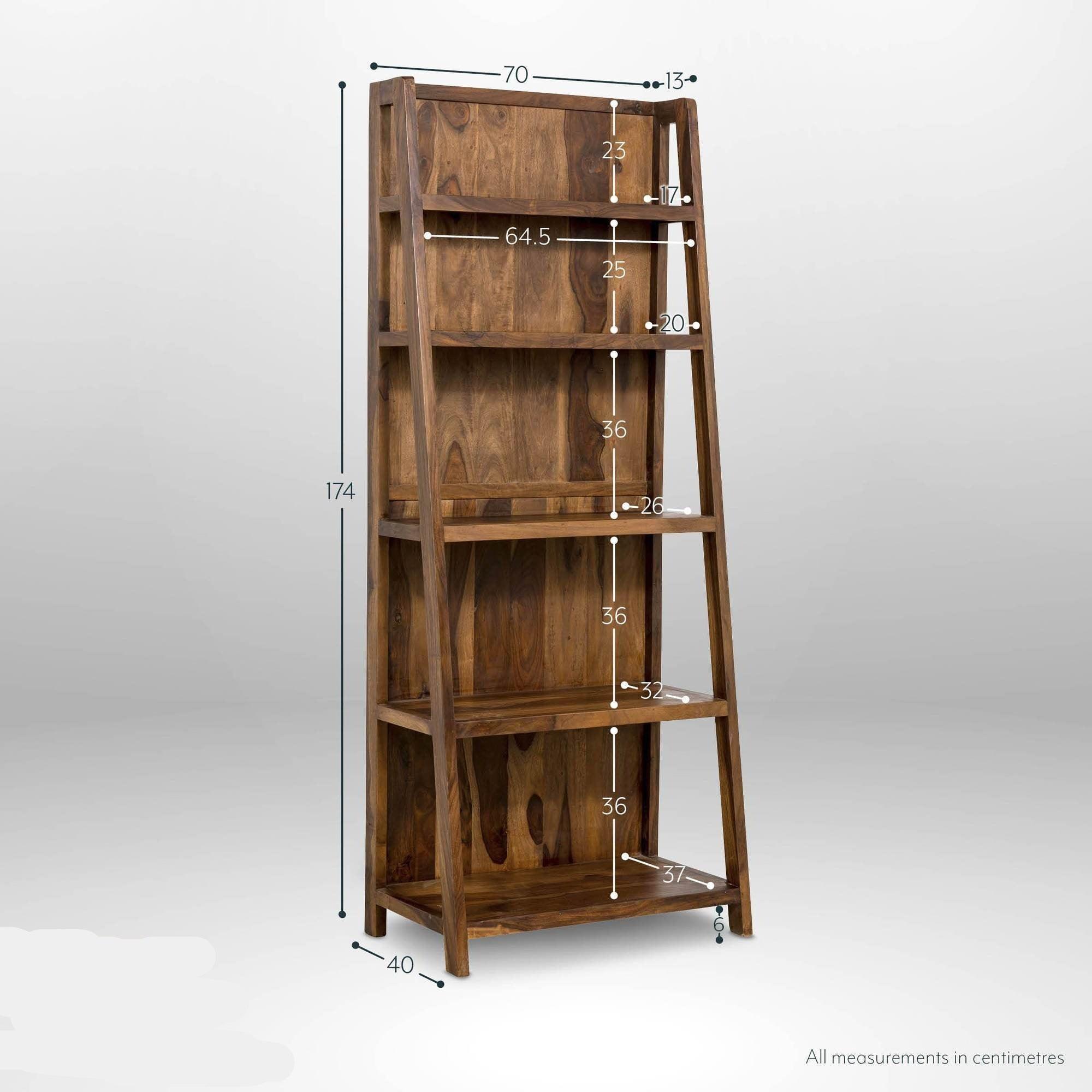 Mehran Contemporary Sheesham Wood Large Ladder Bookshelf #2 - Duraster