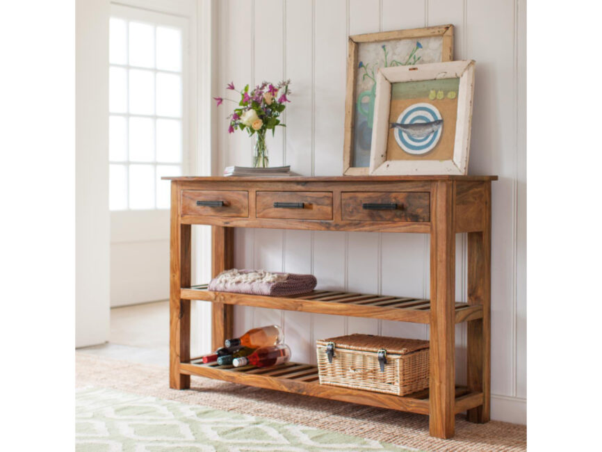 Sheesham Wood Console Table with Drawers