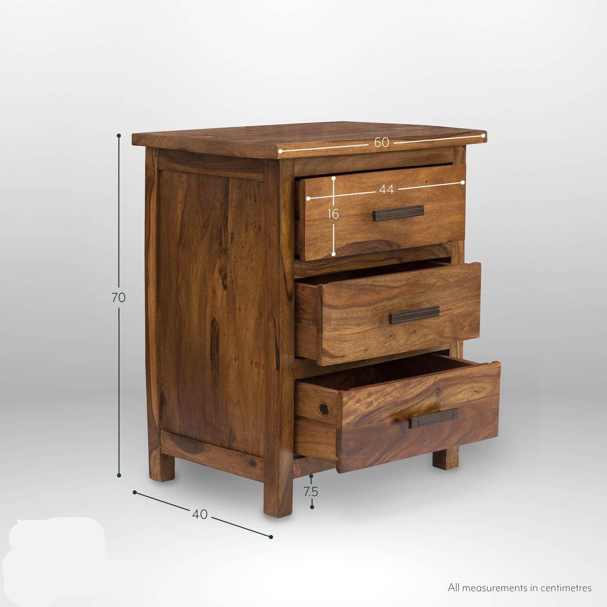 Mehranc  Contemporary Sheesham Wood Bedside Table #1 - Duraster