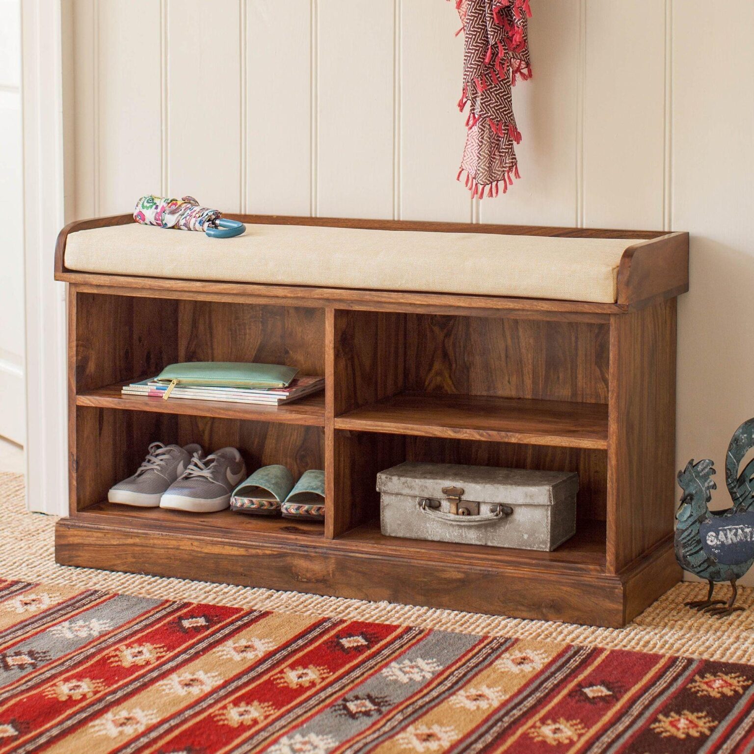 Mehran Contemporary Sheesham Wood Shoe Rack #2 - Duraster