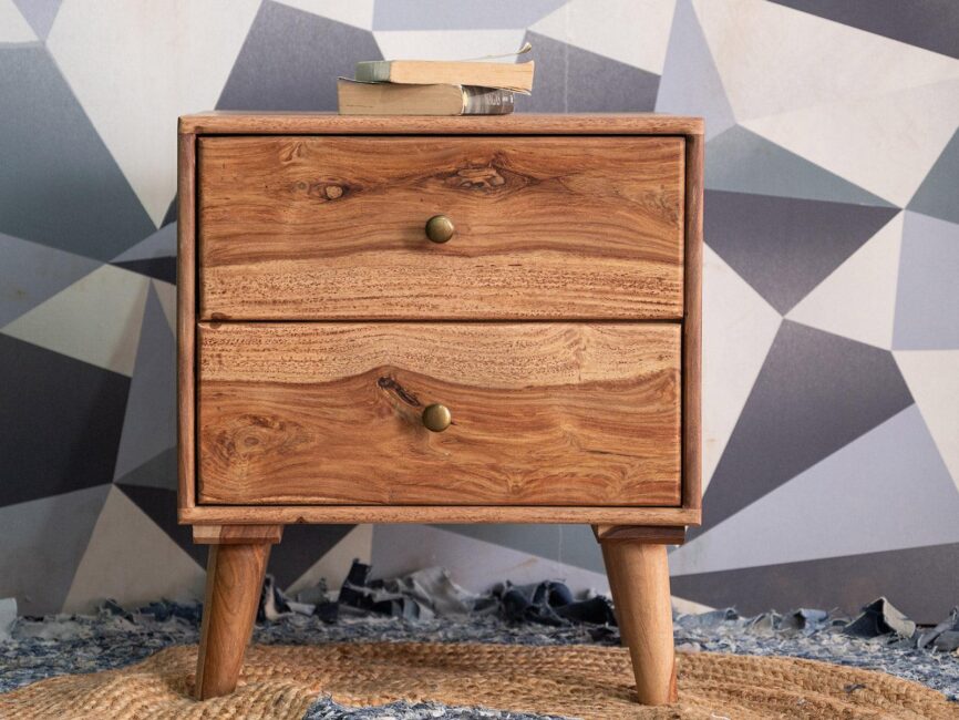 Hawkin Modern Sheesham wood 2 Drawer Bedside #1 - Duraster