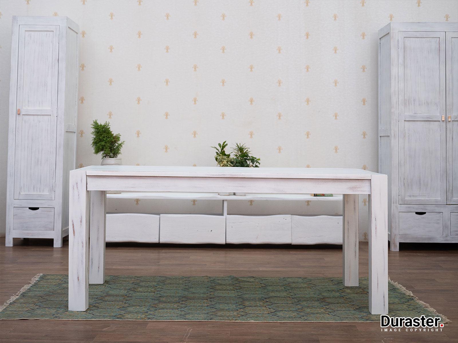 Novo Distressed Acacia White Dining Set with Chairs (4, 6 & 8 Seater) - Duraster