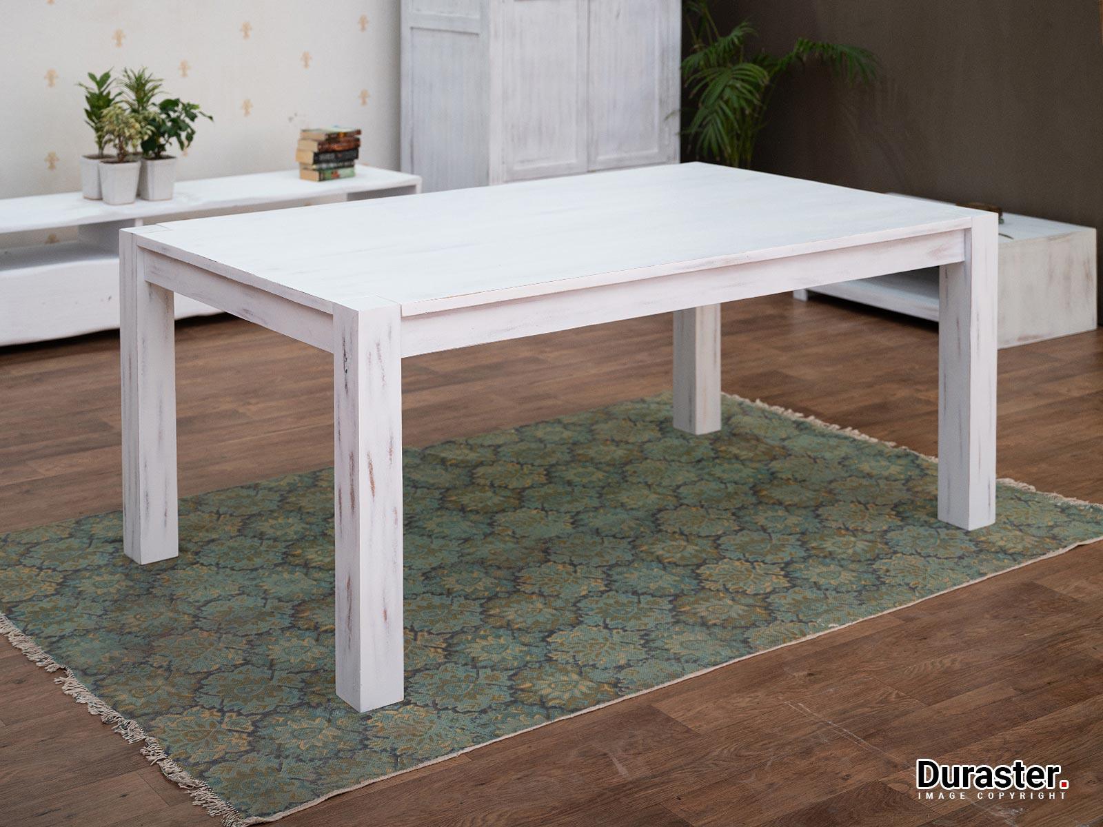 Novo Distressed Acacia White Dining Set with Chairs (4, 6 & 8 Seater) - Duraster
