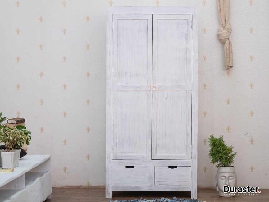 Novo Distress Solid Acacia wood Wardrobe Cabinet #1 - Duraster