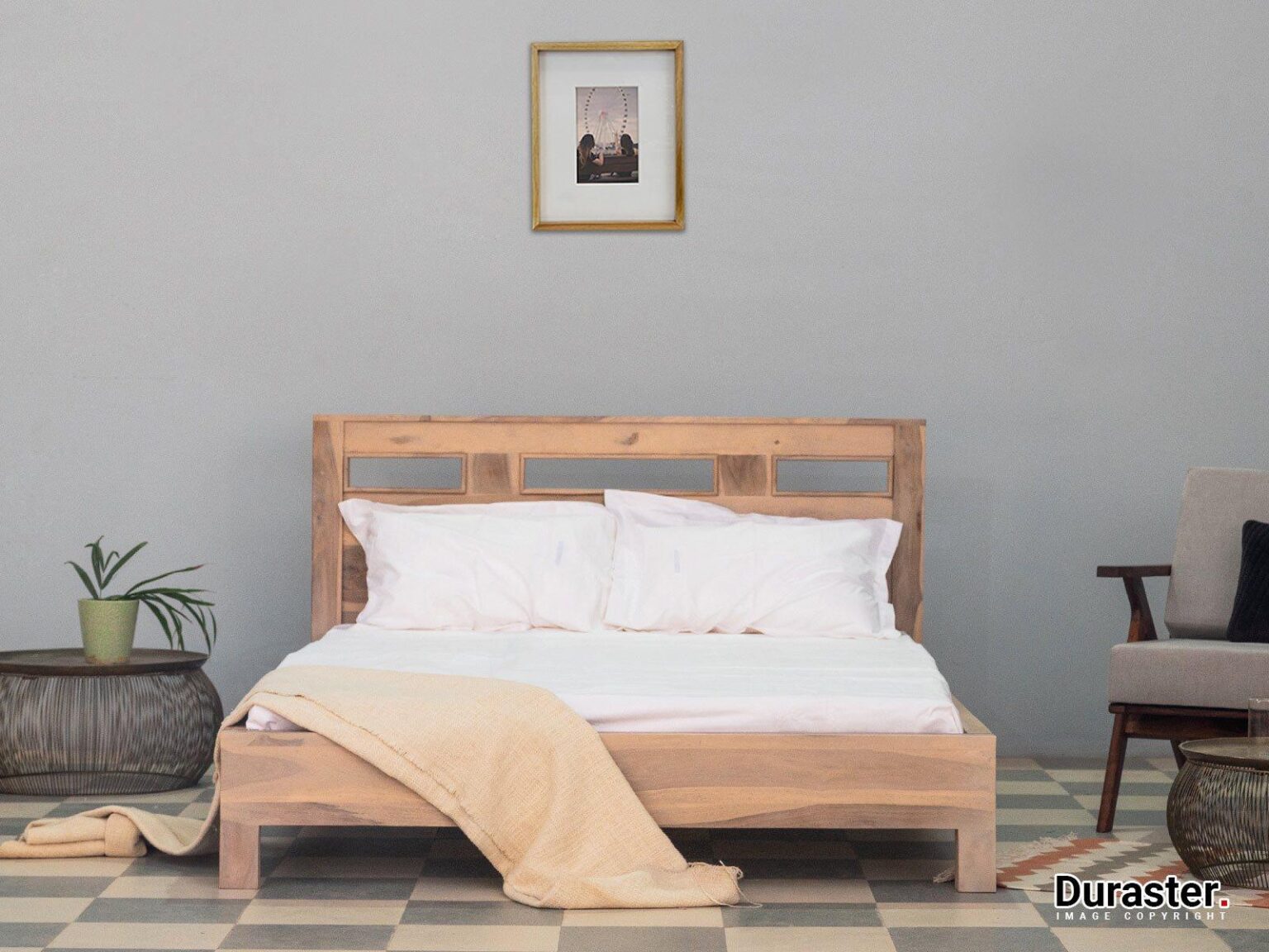 Novo Modern Sheesham Wood Single Bed  Without Storage #3 (36" x 72") - Duraster