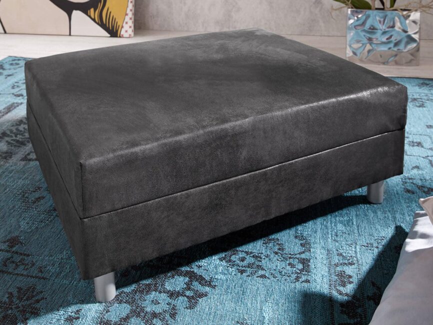 Norwich Premium Anthracite Fabric Ottoman #42 - Duraster