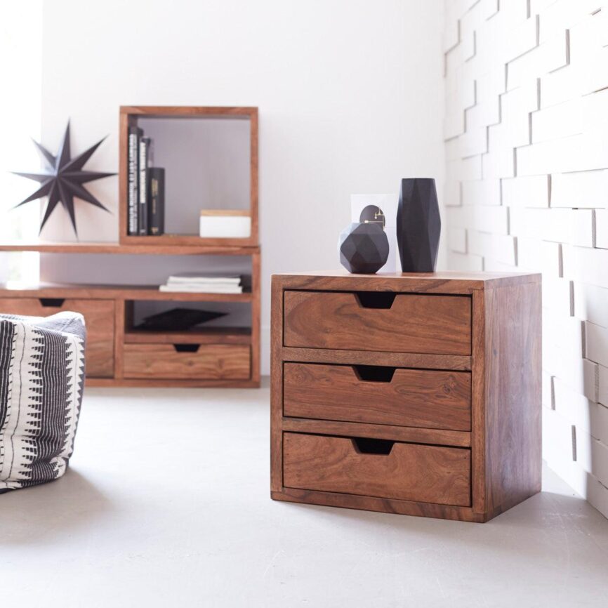 Dessart Solid Sheesham Cube 3 Drawers   #1 - Duraster