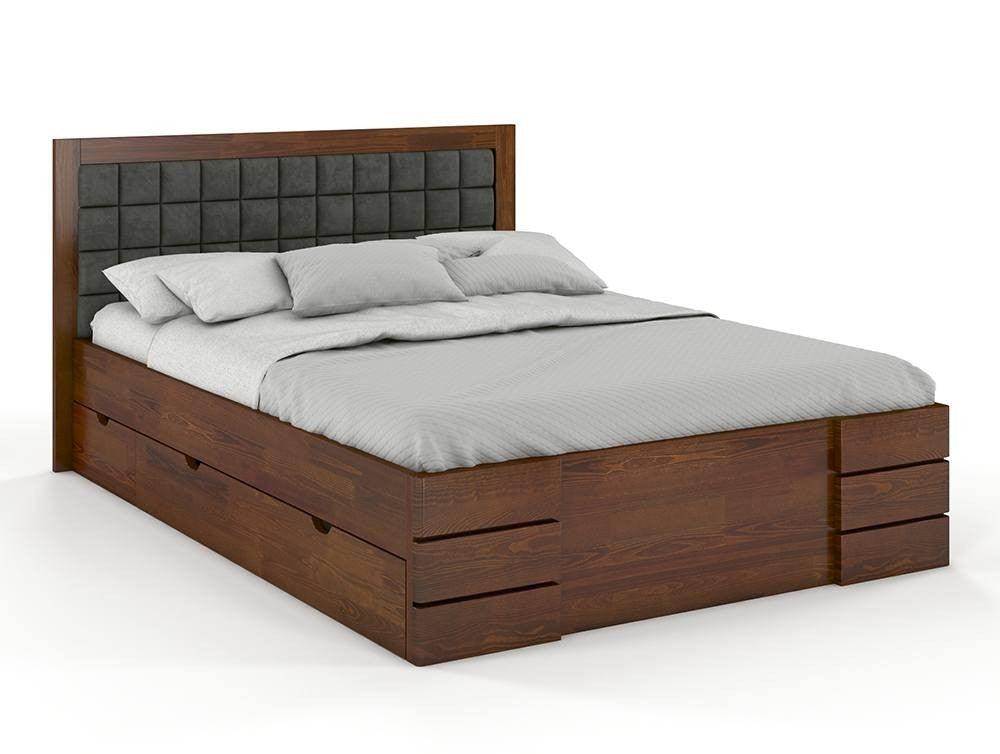 Preyas Mango wood Teak Finish Upholstred Storage Wooden Bed #21 - Duraster