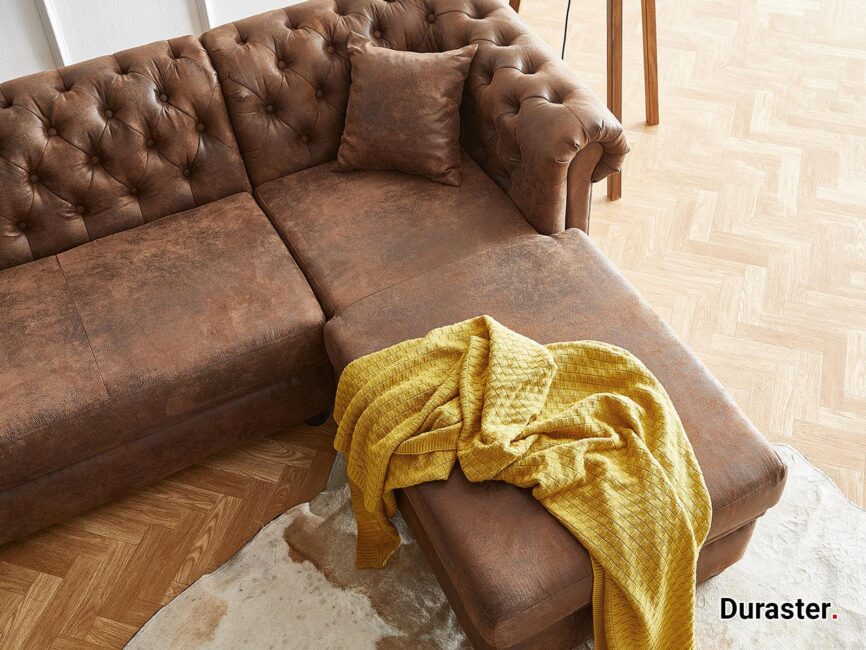 Norwich Vintage Chesterfield Brown Ottoman Right #21 - Duraster