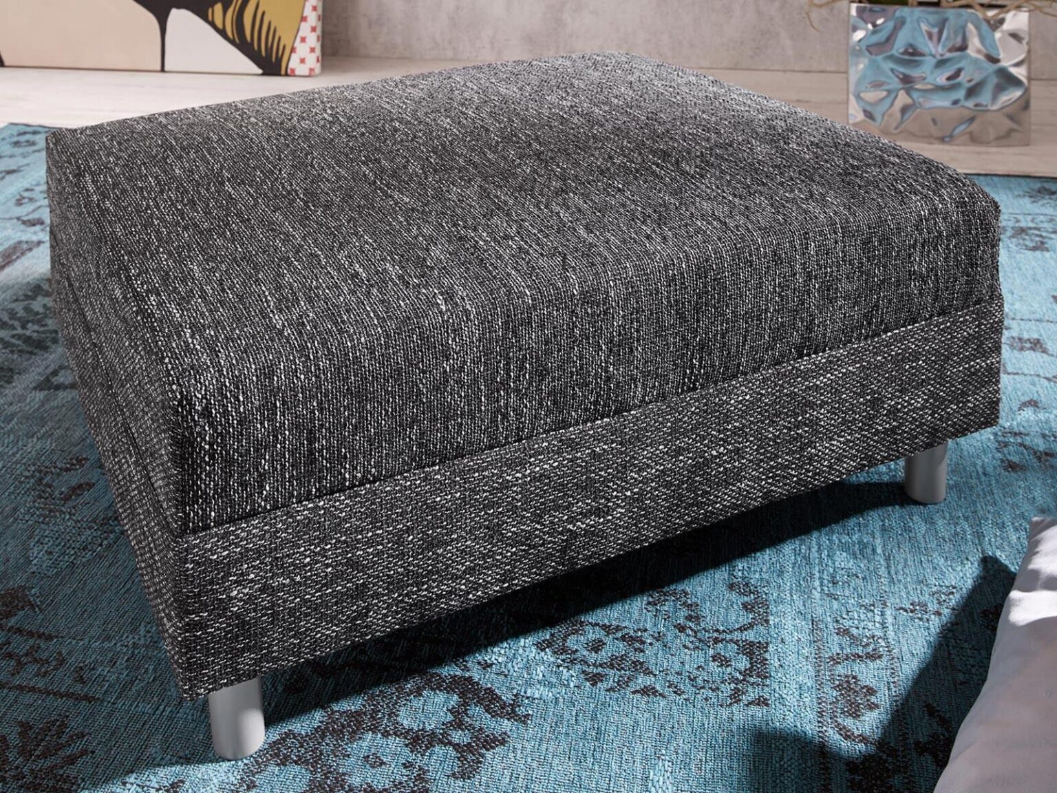 Norwich Premium Black Fabric Ottoman #36 - Duraster