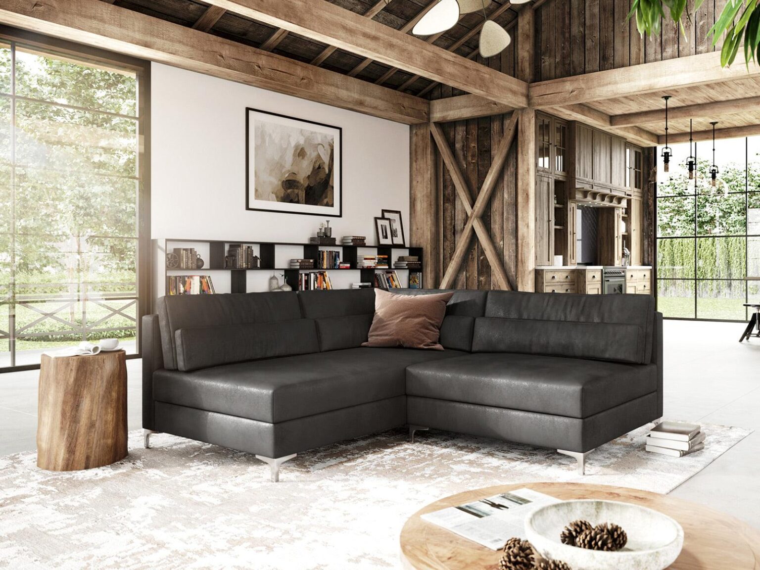 Diana Modern Anthracite Ottoman Left #27 - Duraster