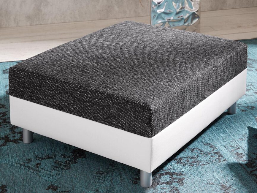Norwich Premium White Black Fabric Ottoman #38 - Duraster