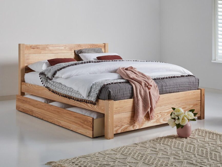 Preyas Solid Acacia wood Storage Bed #25 - Duraster