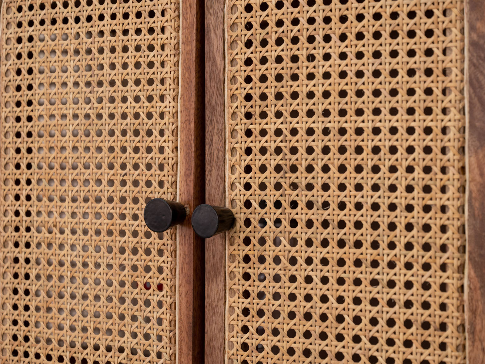 Duraster New York Modern Sheesham Wood Rattan Cabinet #5 - Image 6