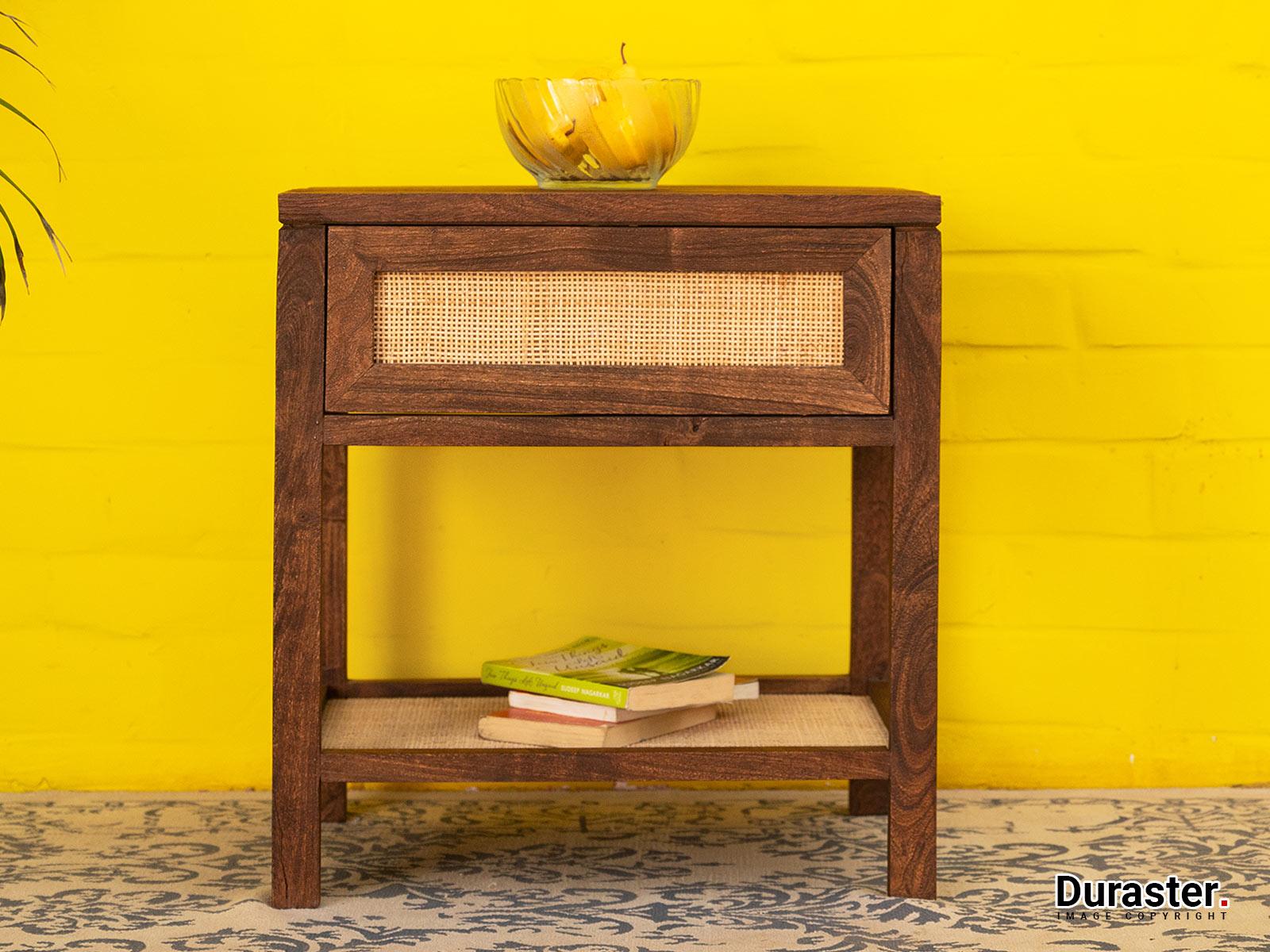 Rotterdam Stylish Acacia wood Cane Side table #2 - Duraster
