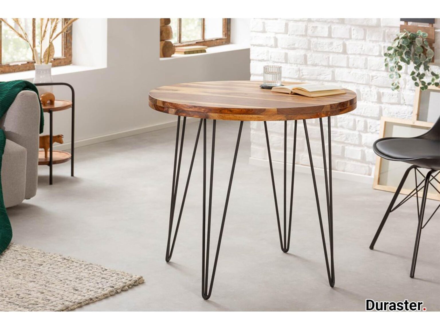 Torpedo Modern Sheesham Wood Dining Table with Iron Legs#2 - Duraster