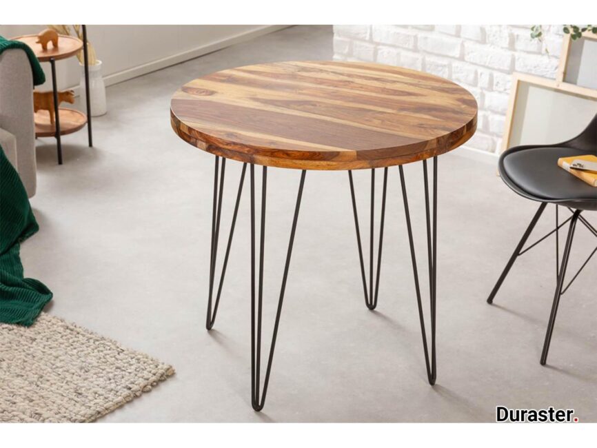 Torpedo Modern Sheesham Wood Dining Table with Iron Legs#2 - Duraster