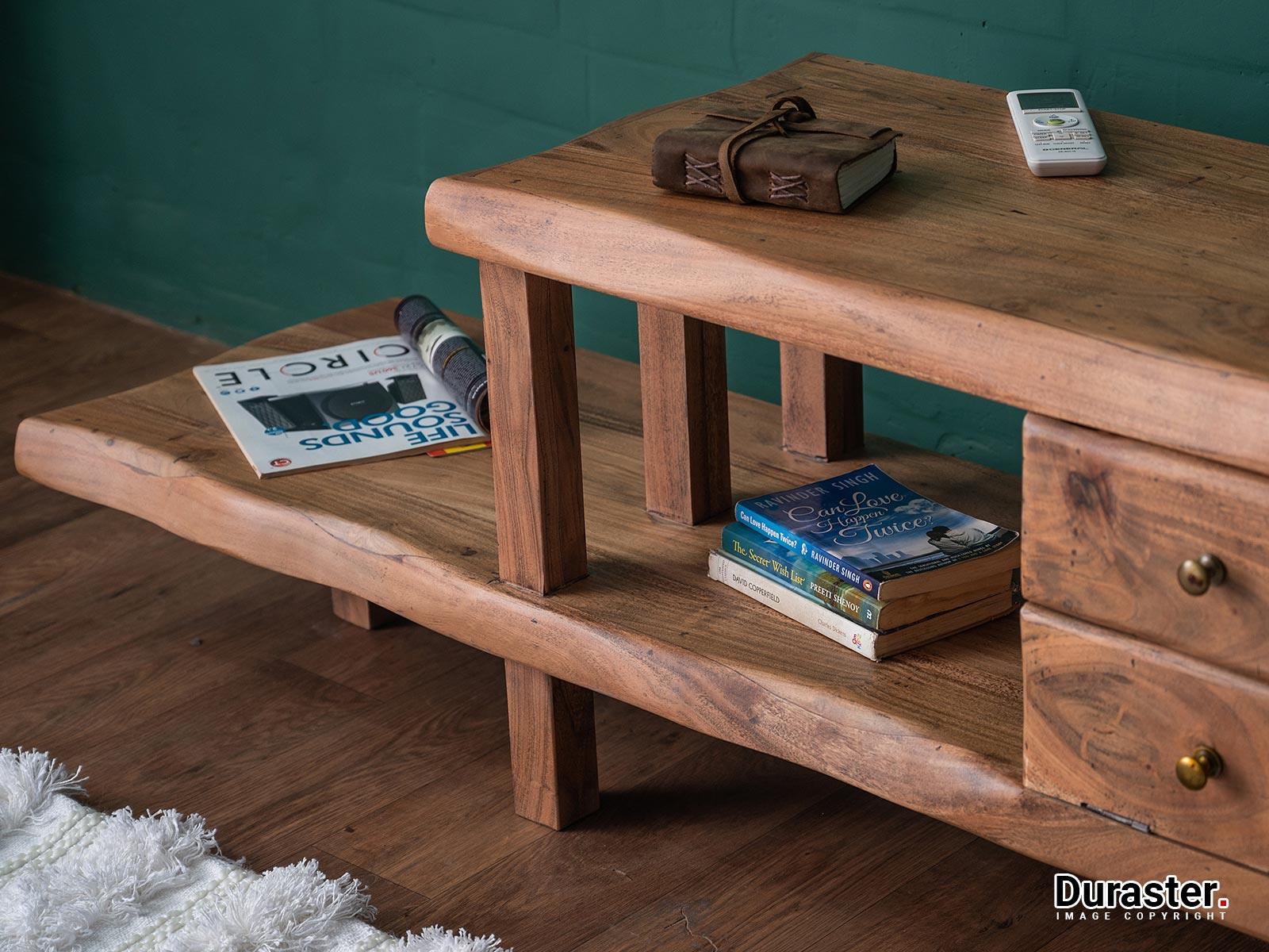 Hawkin Stylish Acacia wood Handmade Live Edge T.V. Unit #1 - Duraster