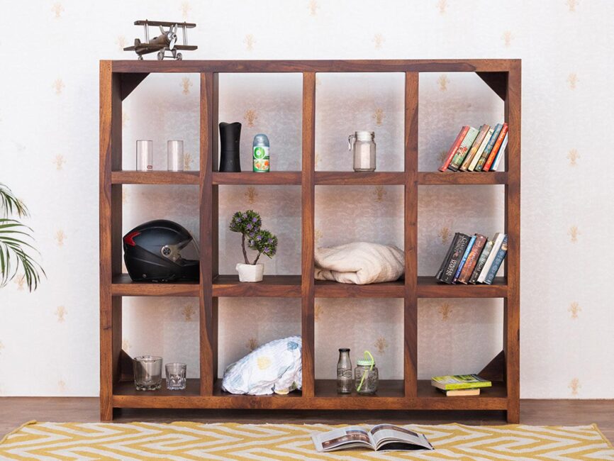 Vismit Modern Sheesham wood Sleek Room Divider Bookshelf #9 - Duraster