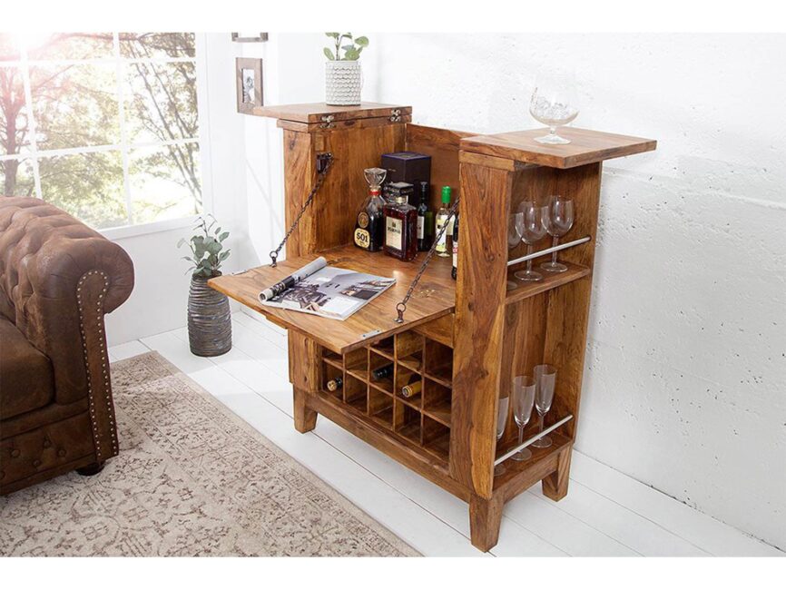 Torpedo Modern Sheesham Wood Bar Cabinet#1 - Duraster