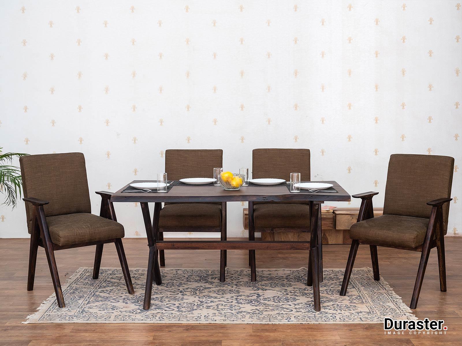 Acacia Wood 6 Seater Dining Table Set