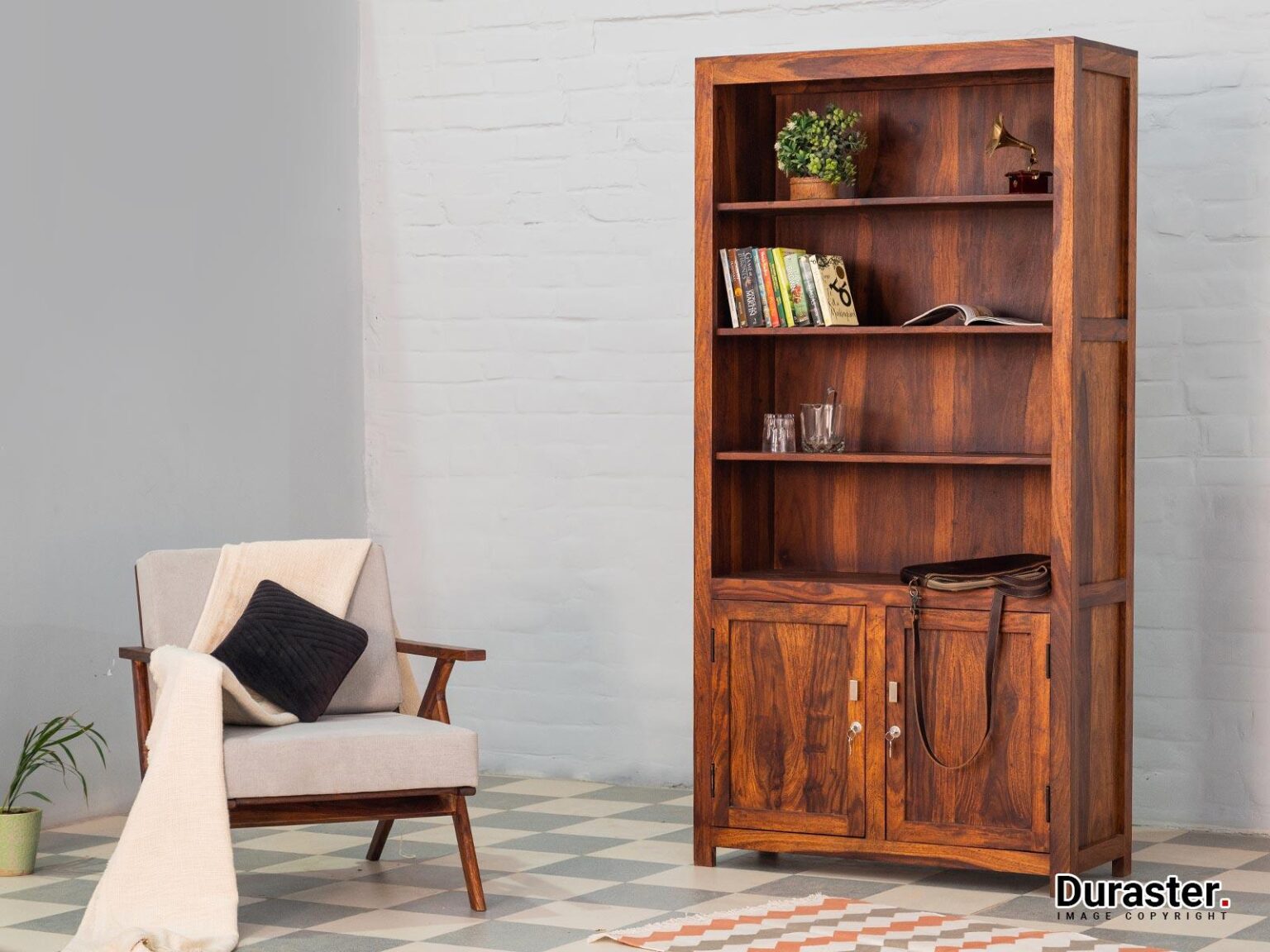 Ummed Large Sheesham wood Book Shelf#1 - Duraster