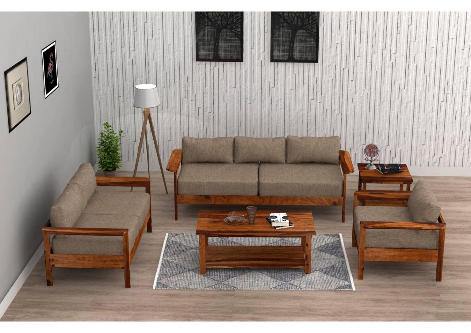 Ummed Modern Wooden Sofa Set #3 - Duraster