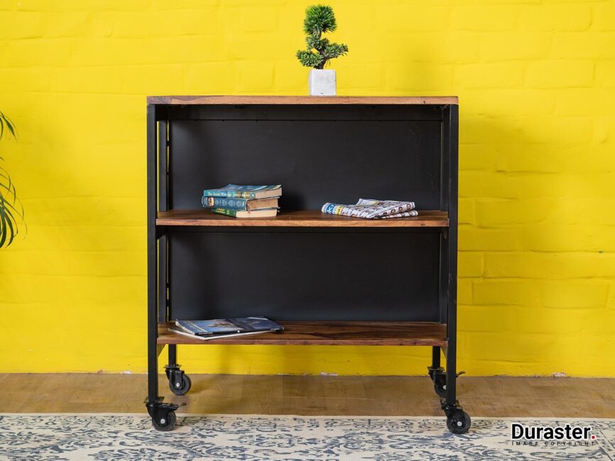 Verge Industrial Kitchen Island Table with 2 Shelves - Duraster