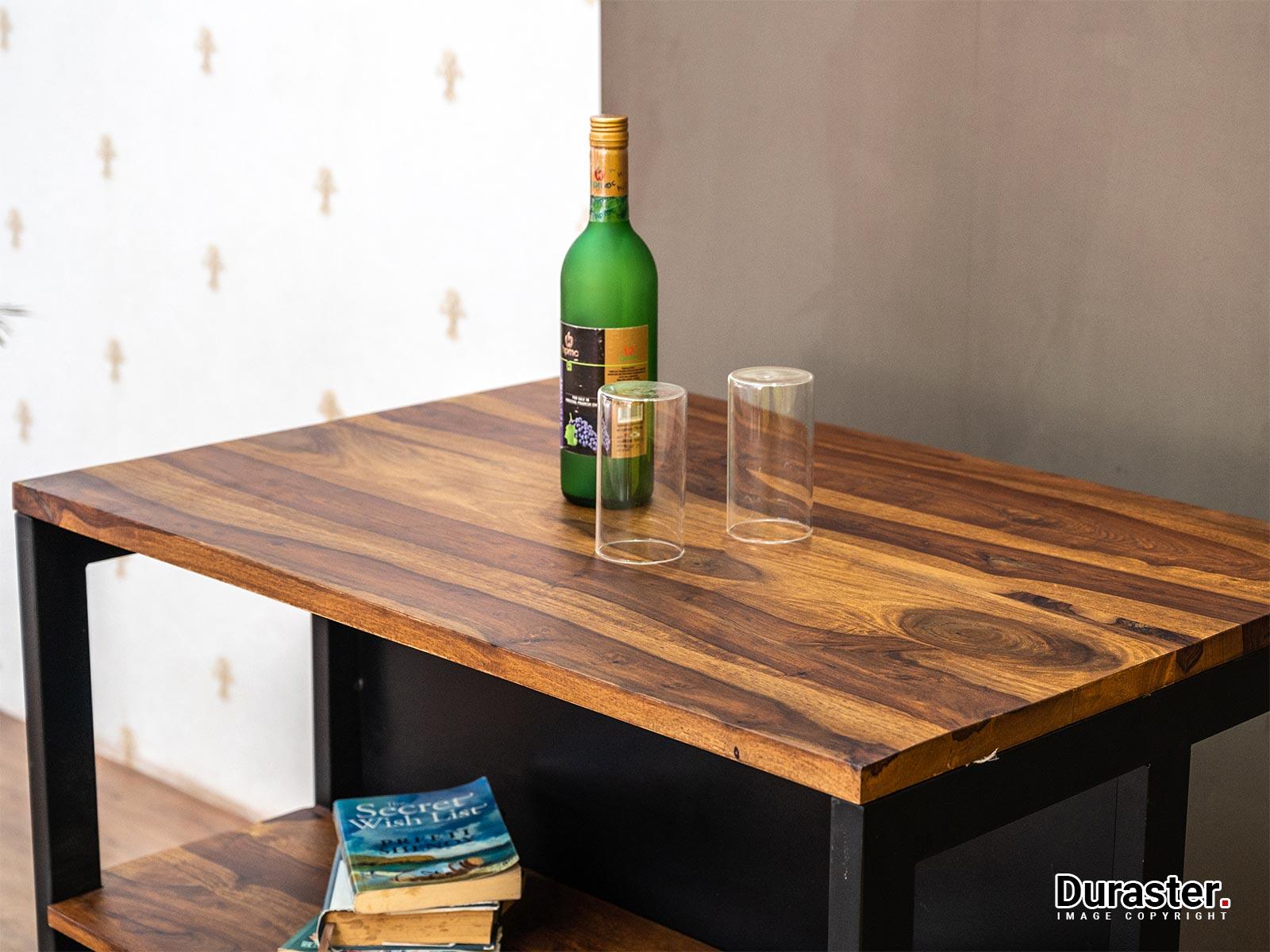 Verge Industrial Kitchen Island Table with 2 Shelves - Duraster