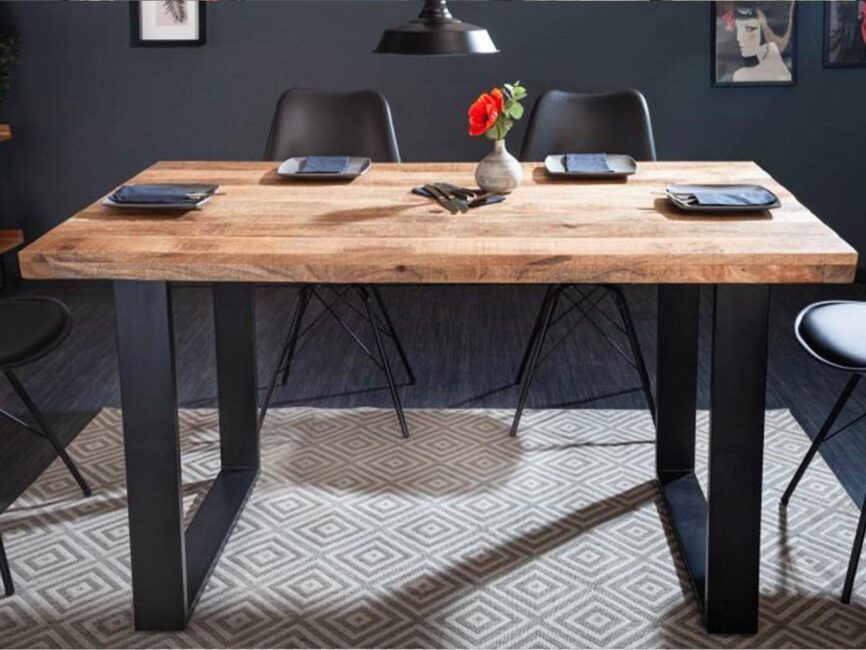 Verge Modern Mango wood Dining Table with iron frame #2 - Duraster