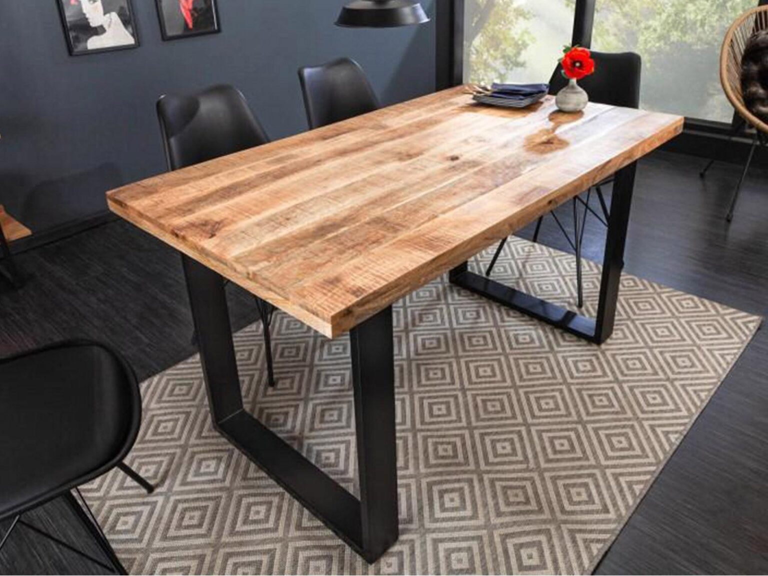Verge Modern Mango wood Dining Table with iron frame #2 - Duraster