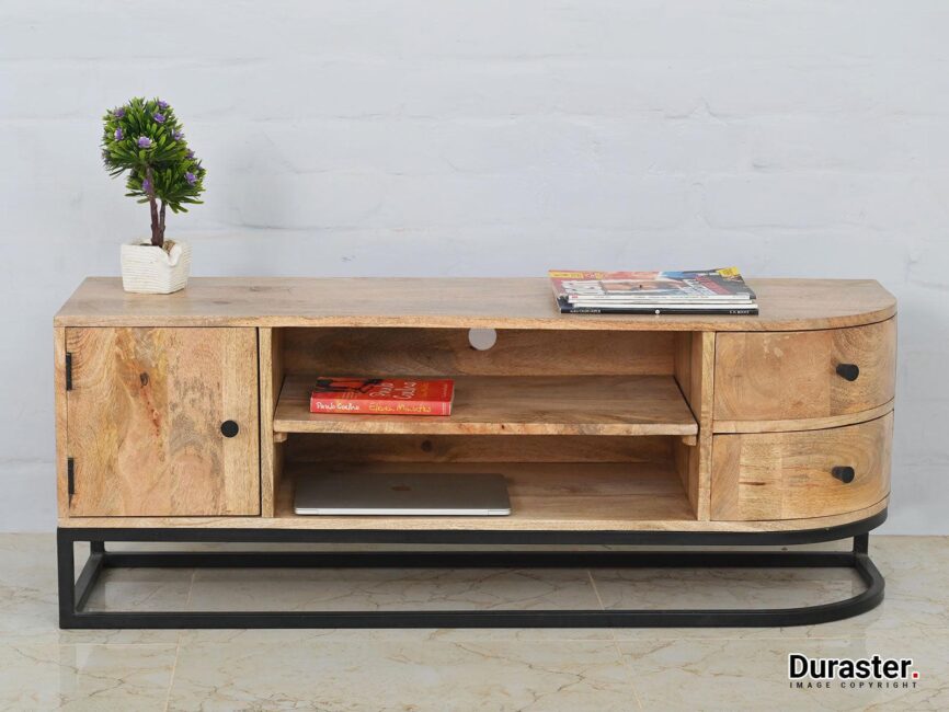 Verge Solid Mango wood T.V. Unit with Iron Frame - Duraster
