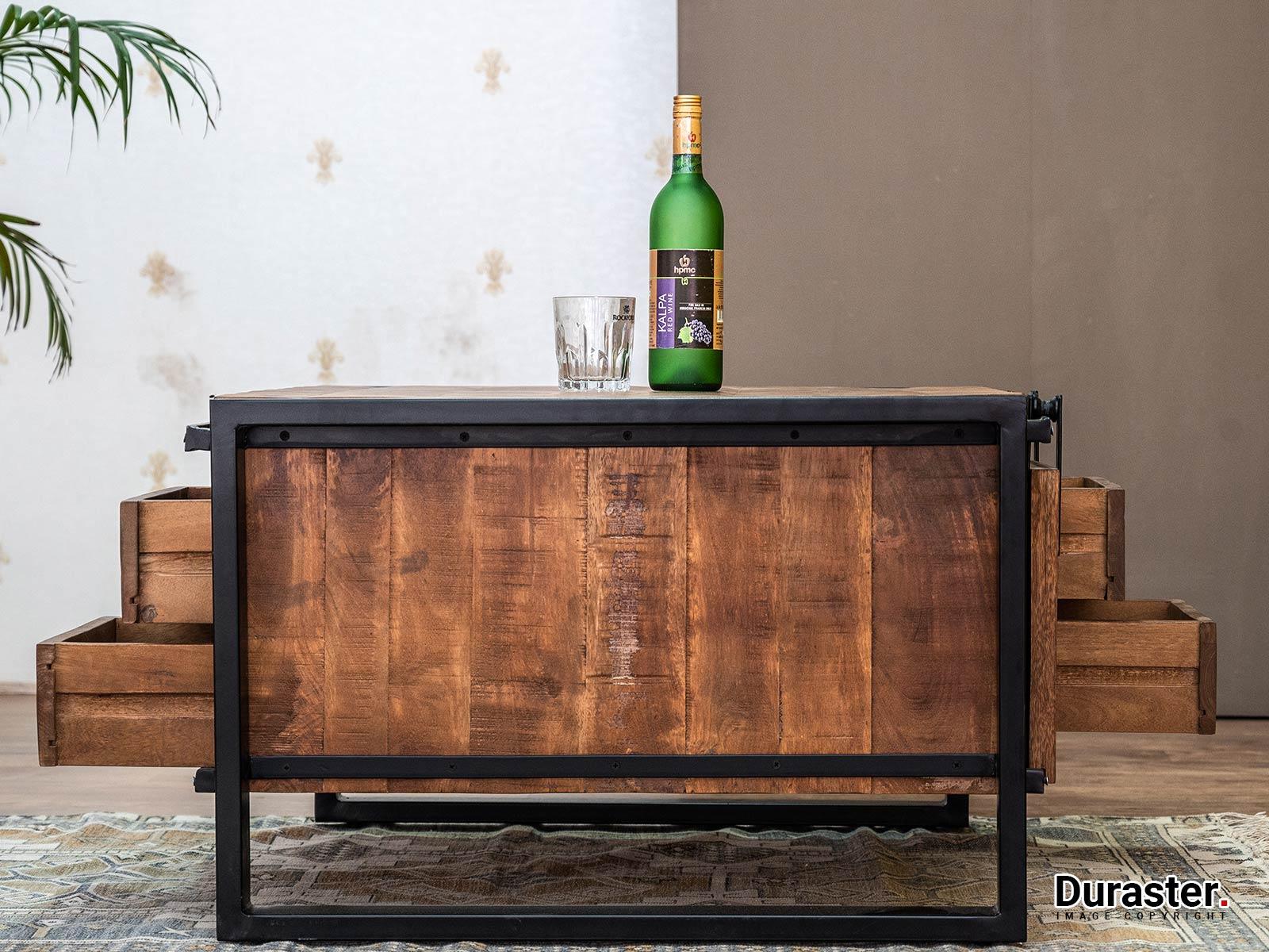 Verge Solid Mango Wood Industrial Coffee Table - Duraster
