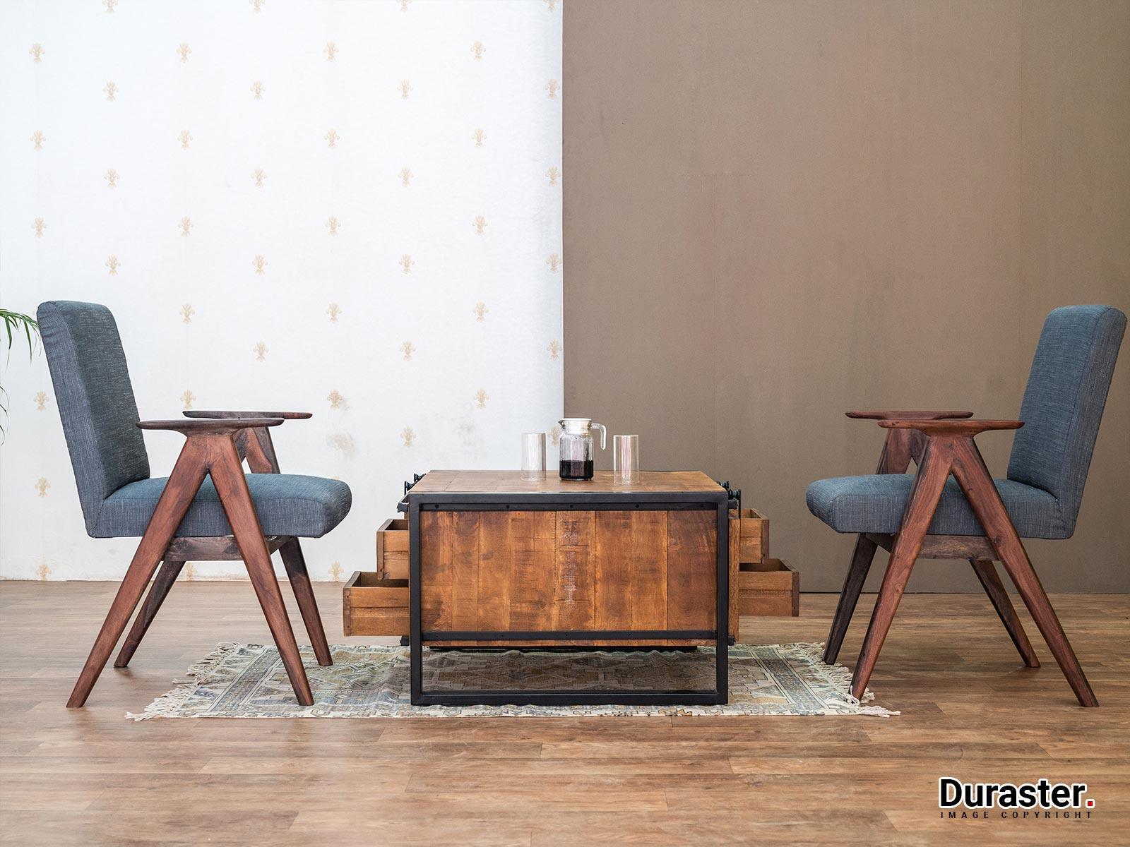 Verge Solid Mango Wood Industrial Coffee Table - Duraster